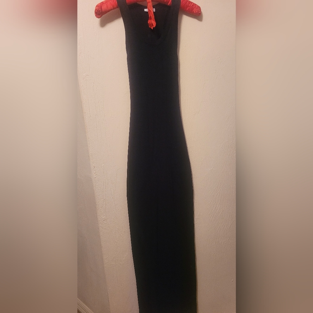 Long T-shirt Black Dress. Cotton